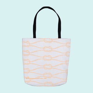 Marblehead SeaPrints Tote Bag - Rope Print - Deep Peach