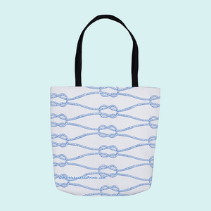 Marblehead SeaPrints Tote Bag - Rope Print - Pastel Blue