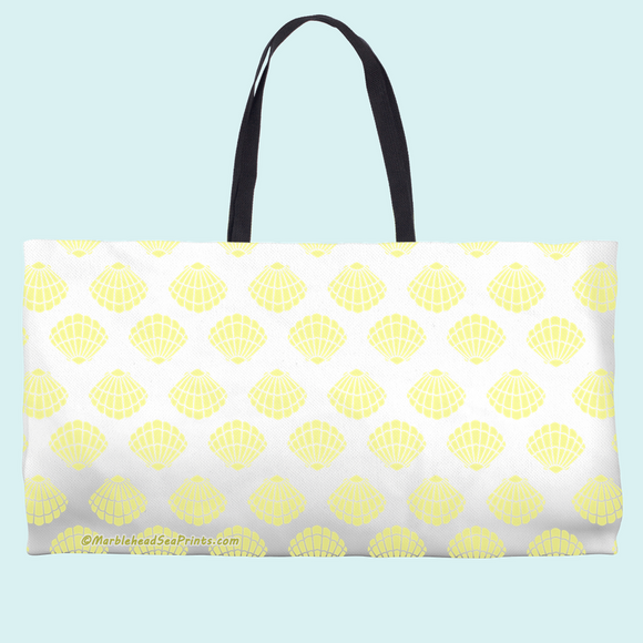 Marblehead SeaPrints Weekender Tote - Scallop Shell Print, Pastel Yellow, 24