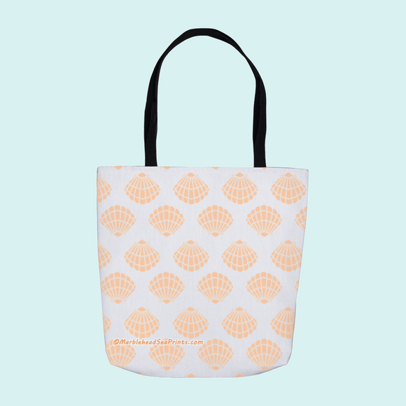 Marblehead SeaPrints Tote Bag - Scallop Shell Print - Deep Peach
