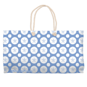 Marblehead SeaPrints Weekender Tote - Sand Dollar Print v2, Pastel Blue