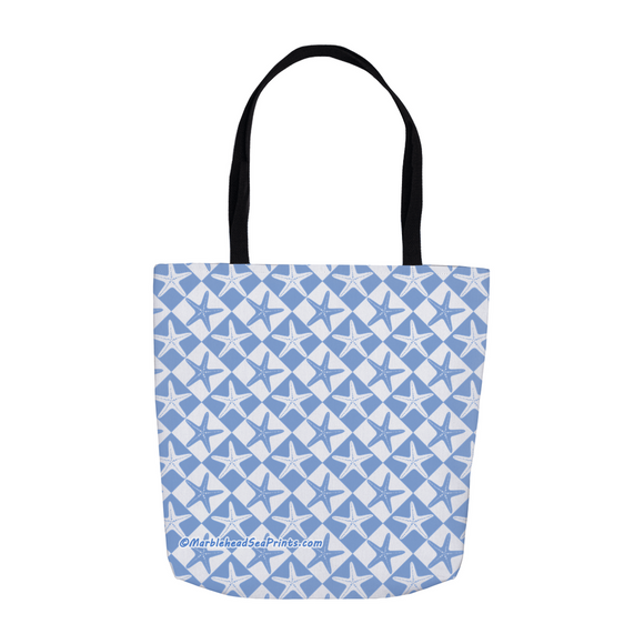 Marblehead SeaPrints Tote Bag - Starfish Print v1- Pastel Blue