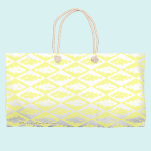 Marblehead SeaPrints Weekender Tote - Codfish Print, Pastel Yellow, 24" x 13"