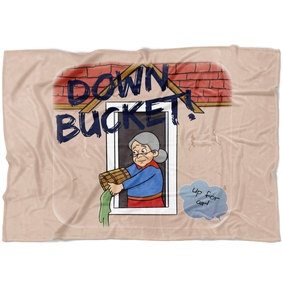 Down Bucket Cartoon - Fleece Blanket