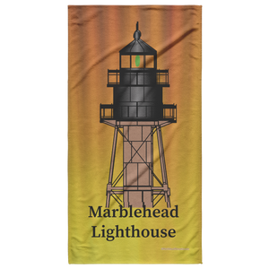 Marblehead - Lighthouse Top - Beach Towel - Orange Yellow Bckgrnd