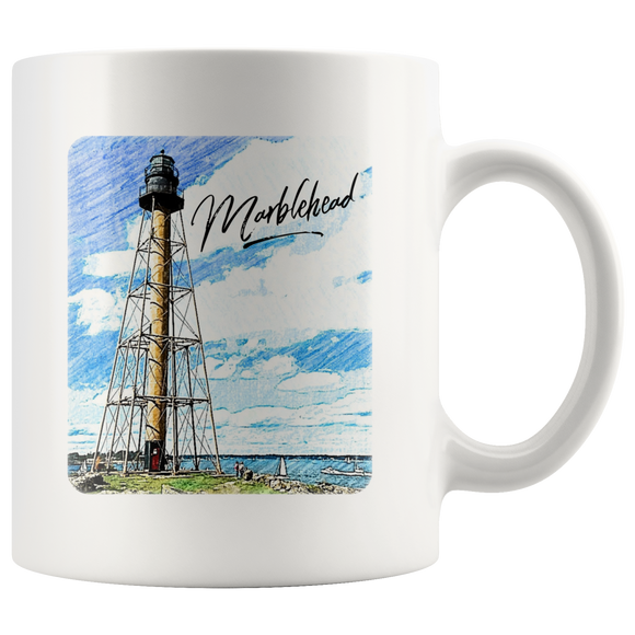 Marblehead - Lighthouse Sketch Color (Marblehead) Mug