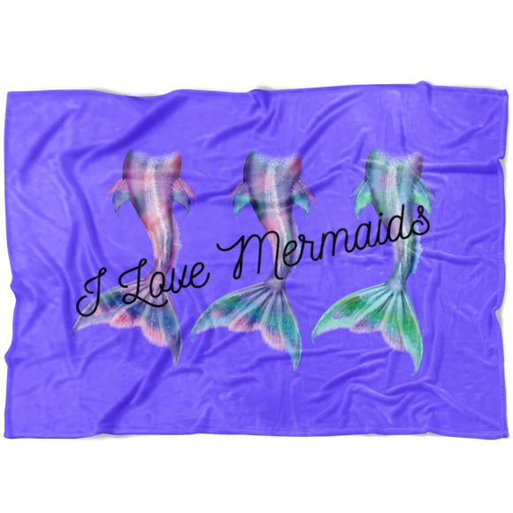 I Love Mermaids Fleece Blanket