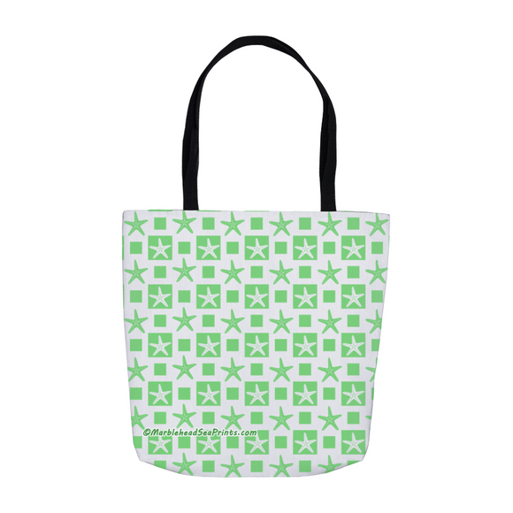 Marblehead SeaPrints Tote Bag - Starfish Print v2 - Pastel Green