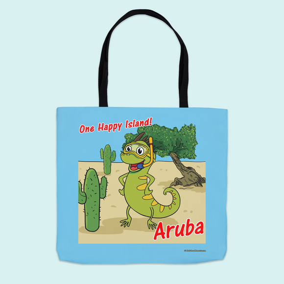 Aruba Iguana Cactus Tote Bag - Special Limited Time Discount! 20% OFF will be automatically deducted at checkout.