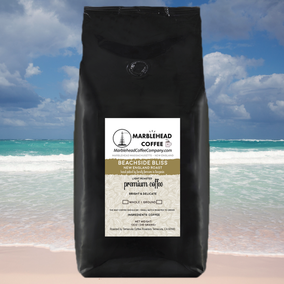 Beachside Bliss - Our New England Roast.  Single origin, featuring beans from family coffee farms in Tanzania. (Light Roast)   FRESH ROASTED TO ORDER & SHIPPED FREE TO YOUR DOOR!