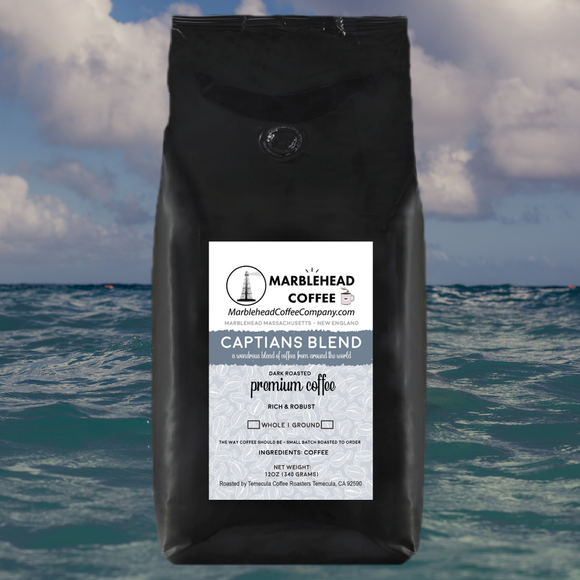 Captains Blend - A wondrous blend of six beans from around the world.  Also great for Cold Brew (order coarse grind) and Espresso. (Dark Roast).  FRESH ROASTED TO ORDER & SHIPPED FREE TO YOUR DOOR!