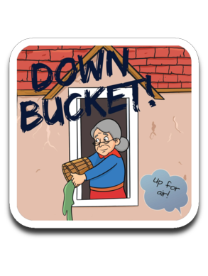 Down Bucket Cartoon Decal