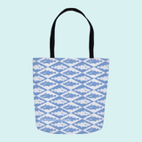 Marblehead SeaPrints Tote Bag - Codfish Print - Pastel Blue