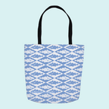 Marblehead SeaPrints Tote Bag - Codfish Print - Pastel Blue