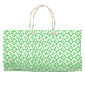 Marblehead SeaPrints Weekender Tote - Starfish Print v1, Pastel Green