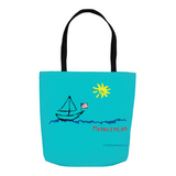 Marblehead, Sailboat and Sun Sketch - Tote Bag