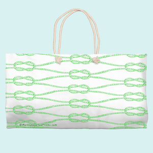 Marblehead SeaPrints Weekender Tote - Rope Print, Pastel Green, 24" x 13"