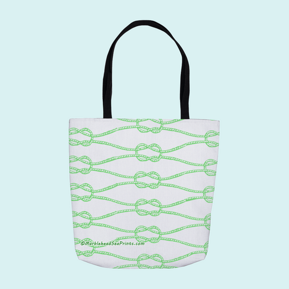 Marblehead SeaPrints Tote Bag - Rope Print - Pastel Green