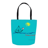 Marblehead, Sailboat and Sun Sketch - Tote Bag