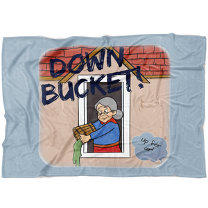 Down Bucket Cartoon - Lt Blue - Fleece Blanket