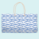 Marblehead SeaPrints Weekender Tote - Codfish Print, Pastel Blue, 24" x 13"