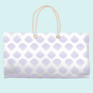 Marblehead SeaPrints Weekender Tote - Scallop Shell Print, Lt Periwinkle, 24" x 13"