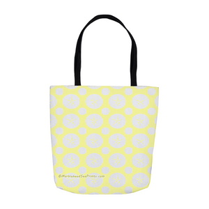 Marblehead SeaPrints Tote Bag - Sand Dollar Print v2 - Pastel Yellow