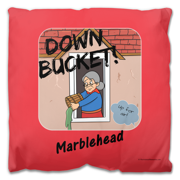 Down Bucket Marblehead Red Bckgrnd - Outdoor Pillow
