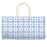 Marblehead SeaPrints Weekender Tote - Starfish Print v2, Pastel Blue