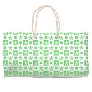 Marblehead SeaPrints Weekender Tote - Starfish Print v2, Pastel Green