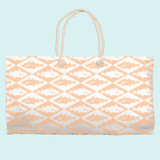 Marblehead SeaPrints Weekender Tote - Codfish Print, Deep Peach, 24" x 13"