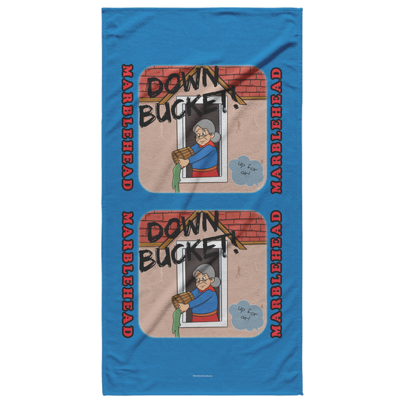 Down Bucket Cartoon 2 image - Beach Towel - Blue Bckgrnd