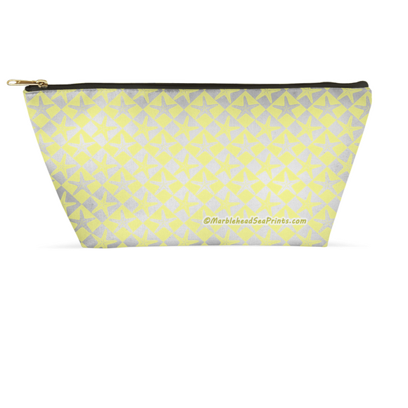 Marblehead SeaPrints Accessory Pouch - Starfish Print v1 - Pastel Yellow