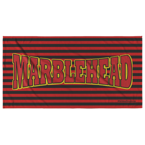 Marblehead Red-Blk Curve - Beach Towel - Red-Blk Stripe Bckgrnd