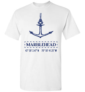 Marblehead Anchor Latitude-Longitude T-Shirt - Gildan