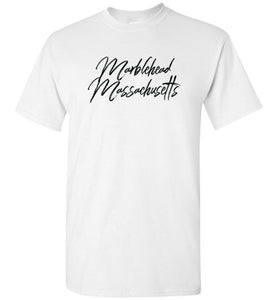 Marblehead Massachusetts - Blk Script T-Shirt - Gildan