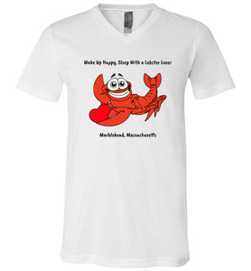 Wake Up Happy, Sleep With a Lobster Lover, Marblehead Unisex V-Neck T-Shirt - by Canvas