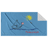 Marblehead - Sailboat & Sun Sketch - Beach Towel