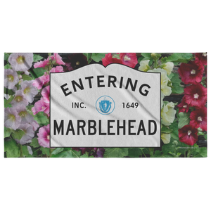 Entering Marblehead Sign - Beach Towel - Holyhocks