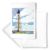 Marblehead - Lighthouse Sketch Color 7x5 Note Card