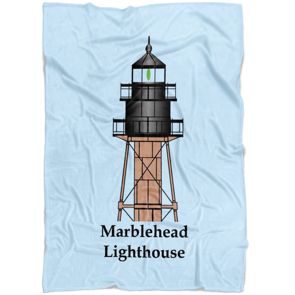 Marblehead Lighthouse Top - Lt  Blue - Fleece Blanket