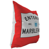 Marblehead - Entering Marblehead Sign - Pillow - Red Bkgrnd