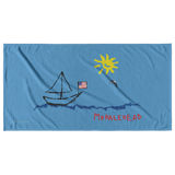 Marblehead - Sailboat & Sun Sketch - Beach Towel