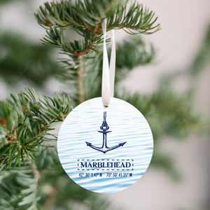 Marblehead - Anchor Lat-Long Ornament - Get 50% OFF When you By 10 or more! Mix & Match! GREAT GIFT IDEA!