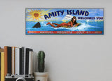 Jaws - Amity Island Welcomes You Billboard (WITH GRAFFITI) 15"x5" Sign