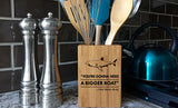 Jaws - Gonna Need A Bigger Boat, Laser Engraved Utensil Holder - Bamboo