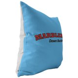 MARBLEHEAD - (red-black Down Bucket) Pillow, Blue Bckgrnd