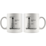 Marblehead - Lighthouse Sketch b&w lat-lon Mug v2
