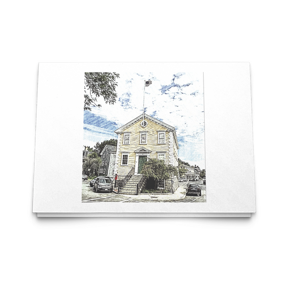 Marblehead - Old Town House Sketch Color 5x7 Note Card
