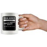 Social Worker - Freakin Miracle Worker v7 BLACK background Mug